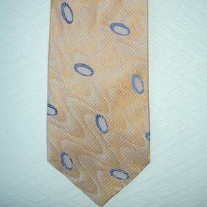 Pi Lips gold blue silk geometric tie made in Italy retro